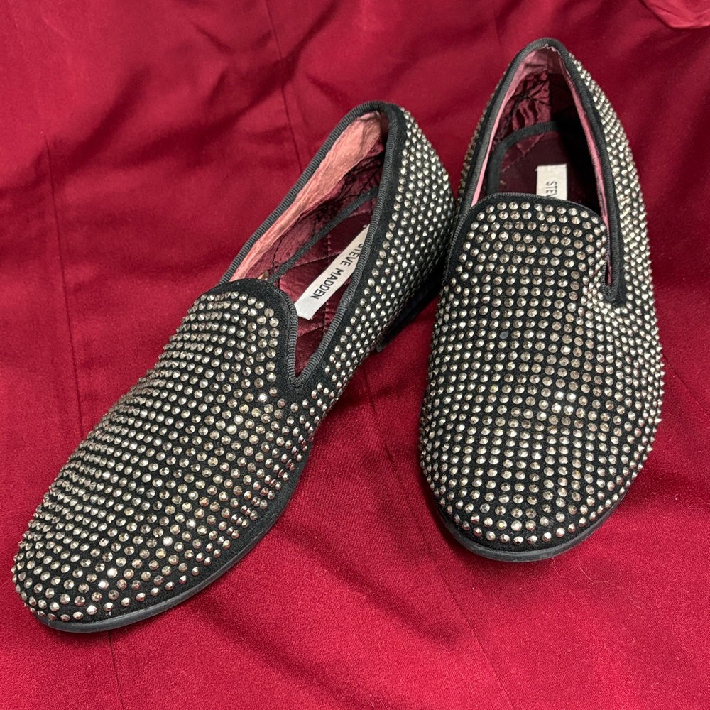 Steve Madden Dressy Black Studded Loafers